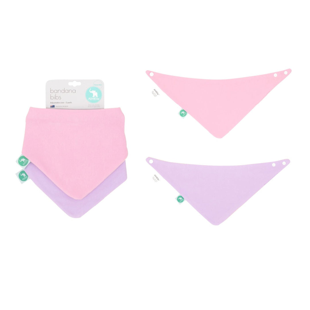 ALL 4 ELLA BANDANA BIBS 2PK - REVERSIBLE - PINK