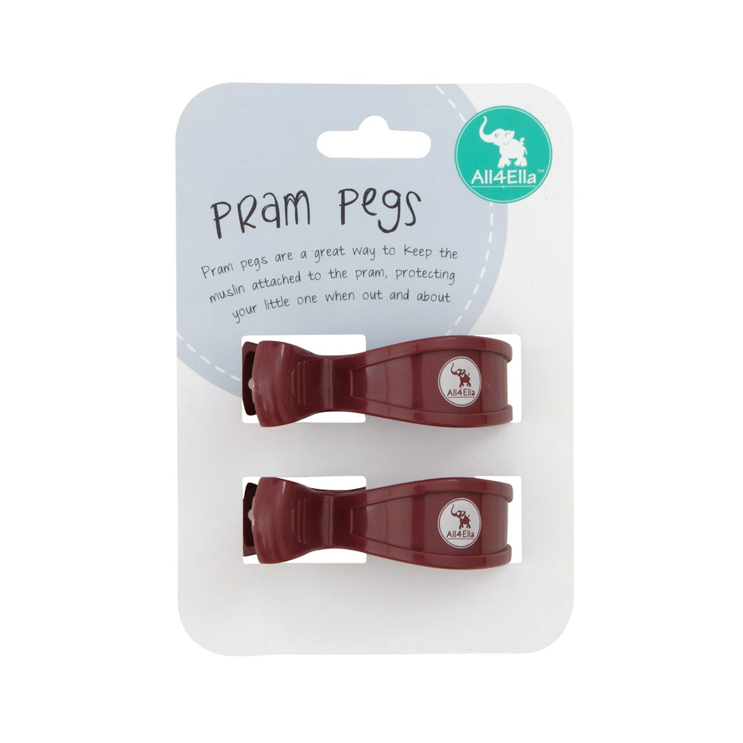 ALL 4 ELLA  PRAM PEGS 2PK - BURGUNDY