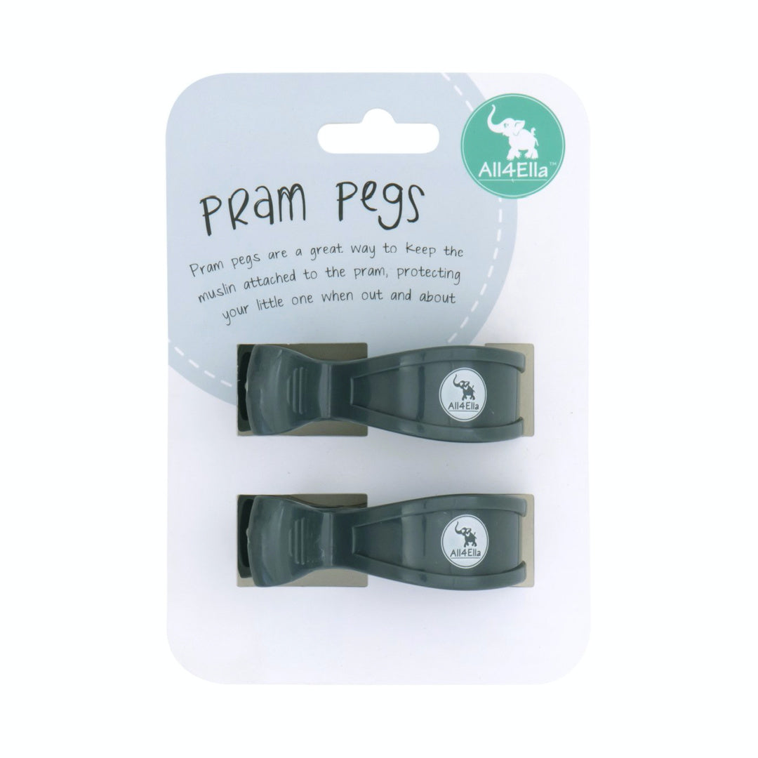 ALL 4 ELLA  PRAM PEGS 2PK - CHARCOAL