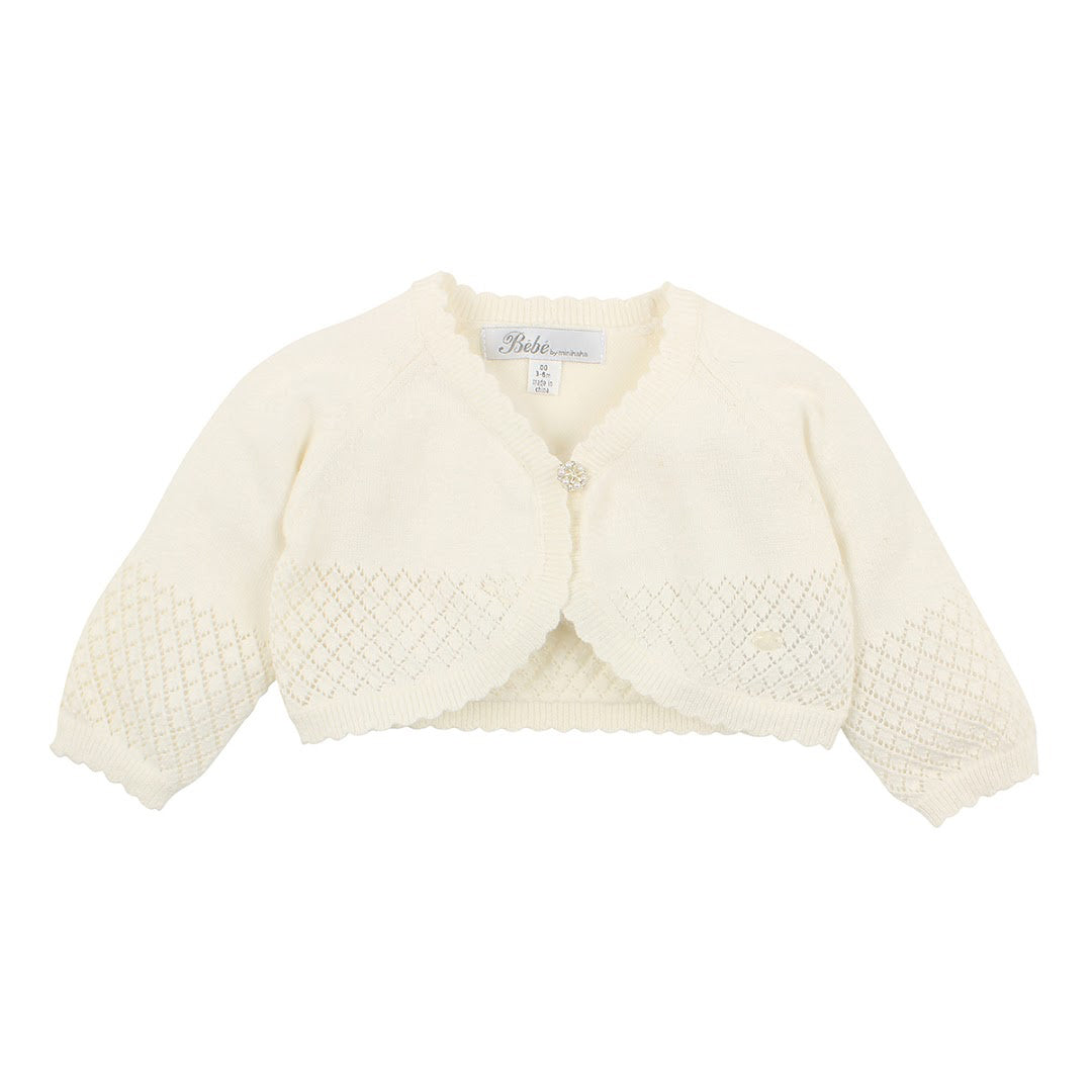 BEBE POINTELLE CARDIGAN - IVORY