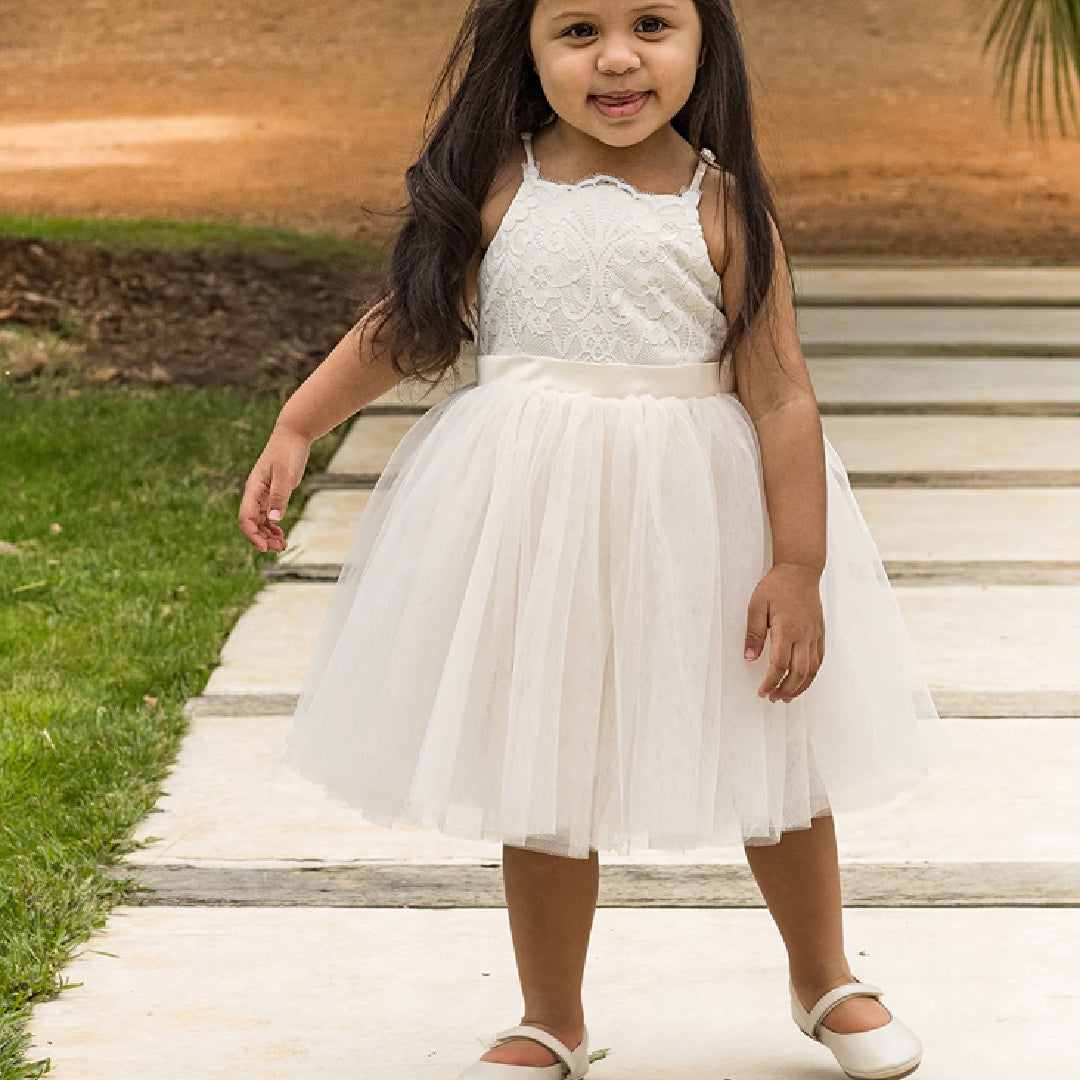 BEBE LACE BODICE DRESS