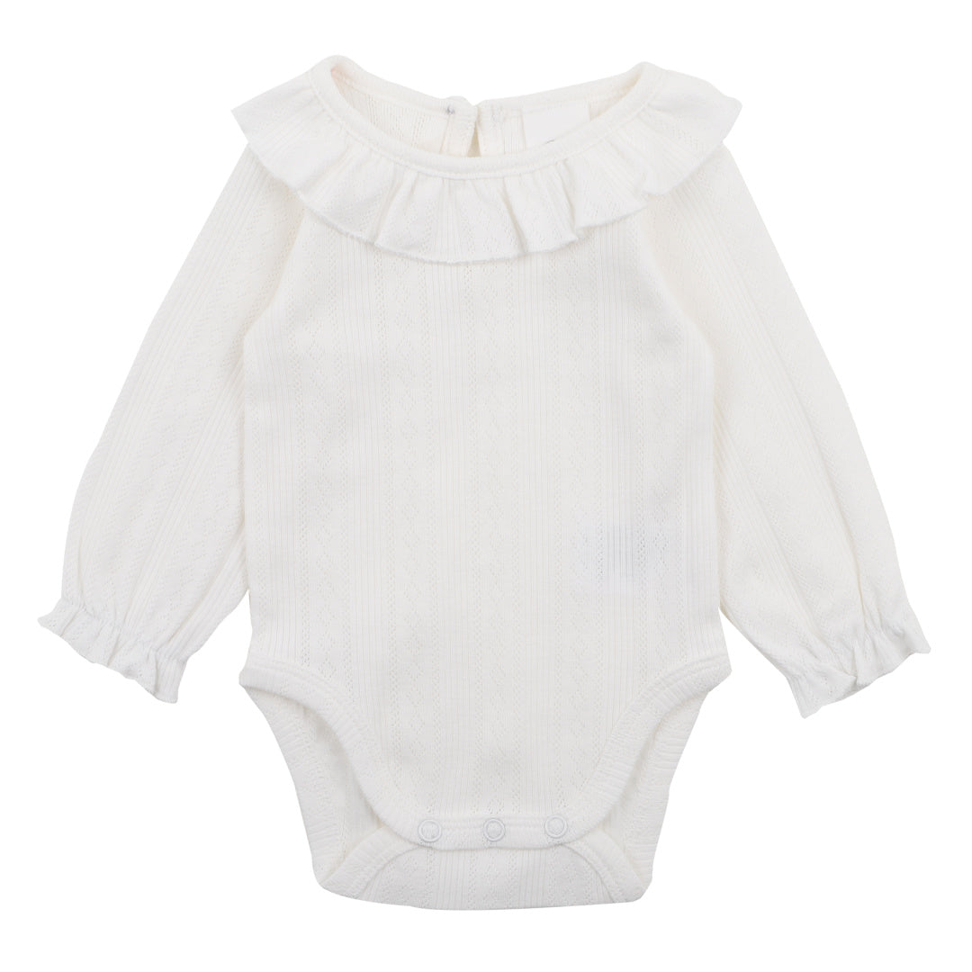 BEBE WHITE LABEL POINTELLE L/S BODYSUIT - CLOUD