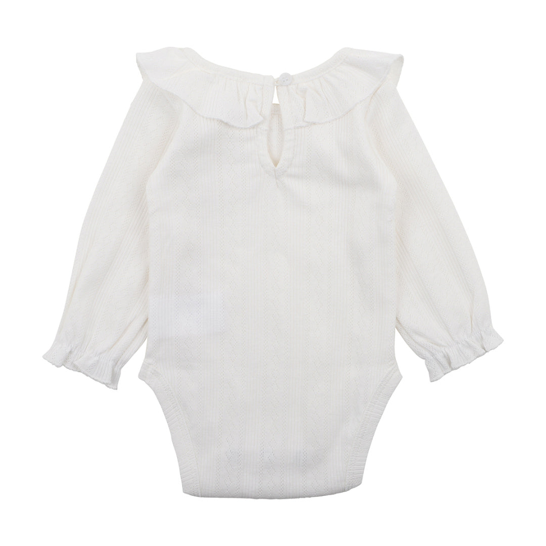 BEBE WHITE LABEL POINTELLE L/S BODYSUIT - CLOUD