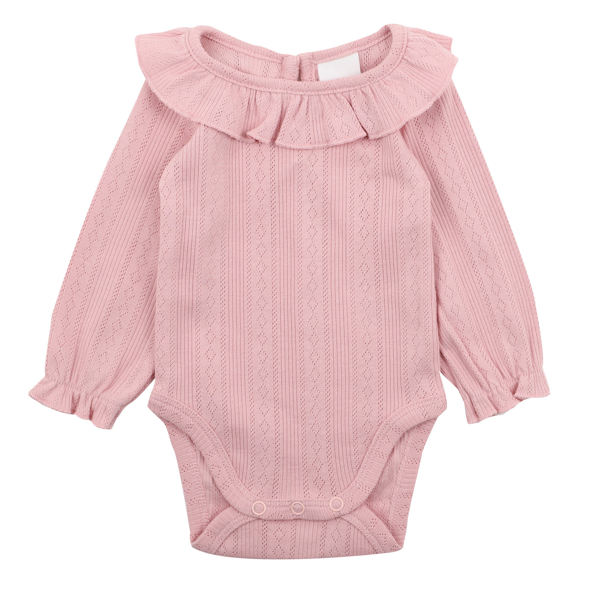BEBE WHITE LABEL POINTELLE L/S BODYSUIT - DUSKY PINK