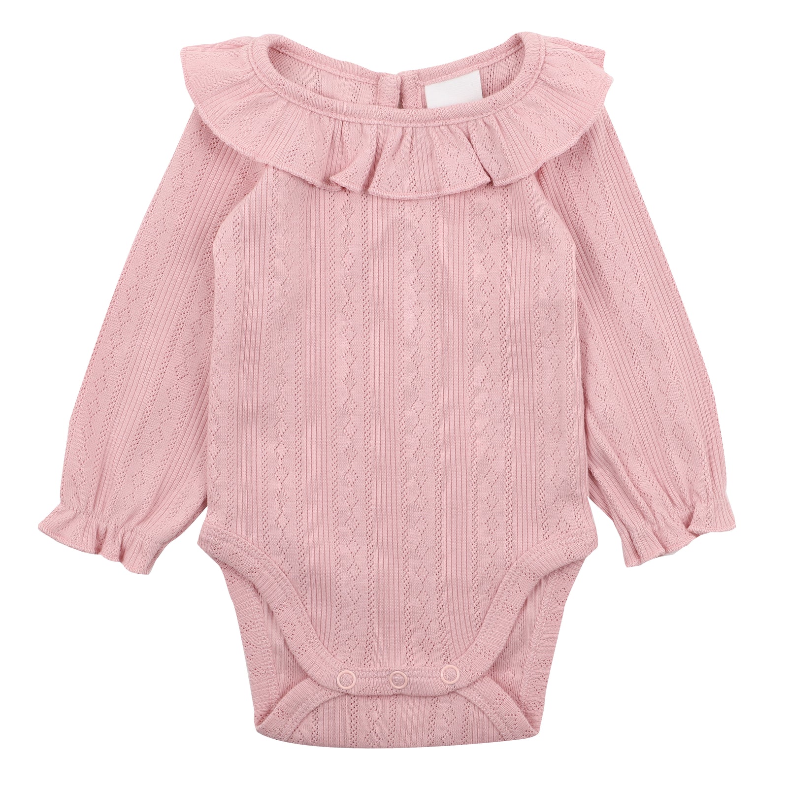 BEBE WHITE LABEL POINTELLE L/S BODYSUIT - DUSKY PINK