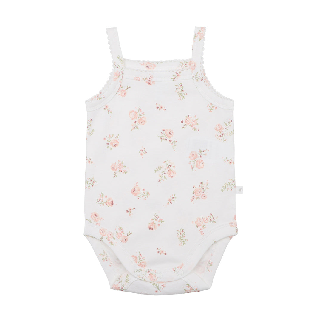 BEBE WHITE LABEL BELLE FLORAL ORGANIC SINGLET BODYSUIT