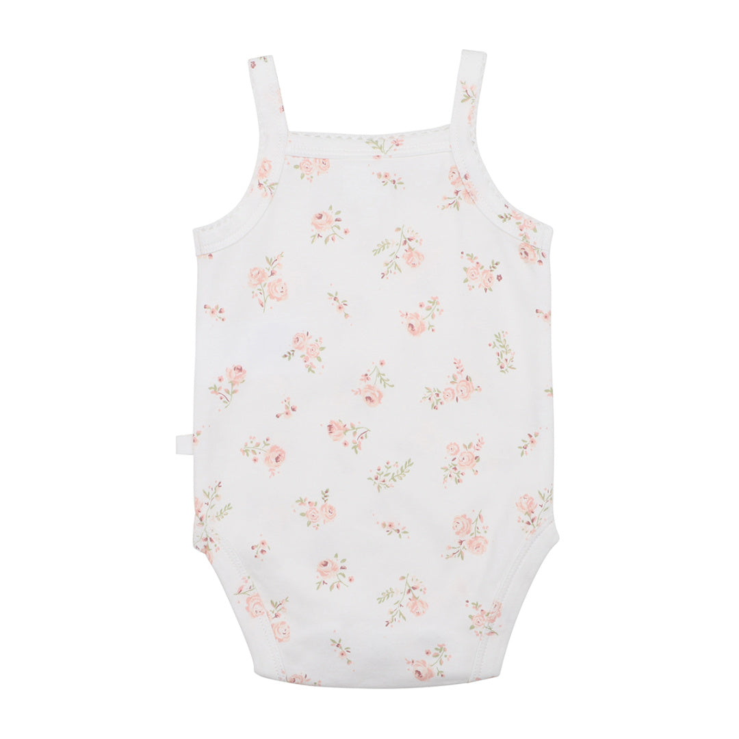 BEBE WHITE LABEL BELLE FLORAL ORGANIC SINGLET BODYSUIT