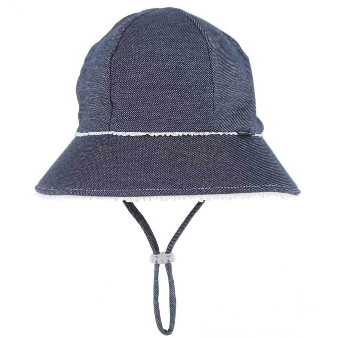 BEDHEAD KIDS PONYTAIL BUCKET HAT - DENIM RUFFLE TRIM