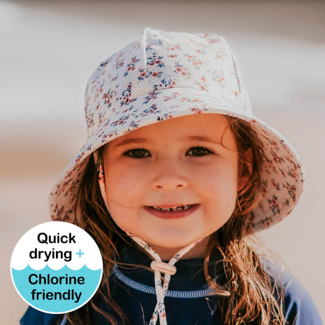 BEDHEAD KIDS UPF50+ SWIM PONYTAIL BUCKET HAT - FLORAL