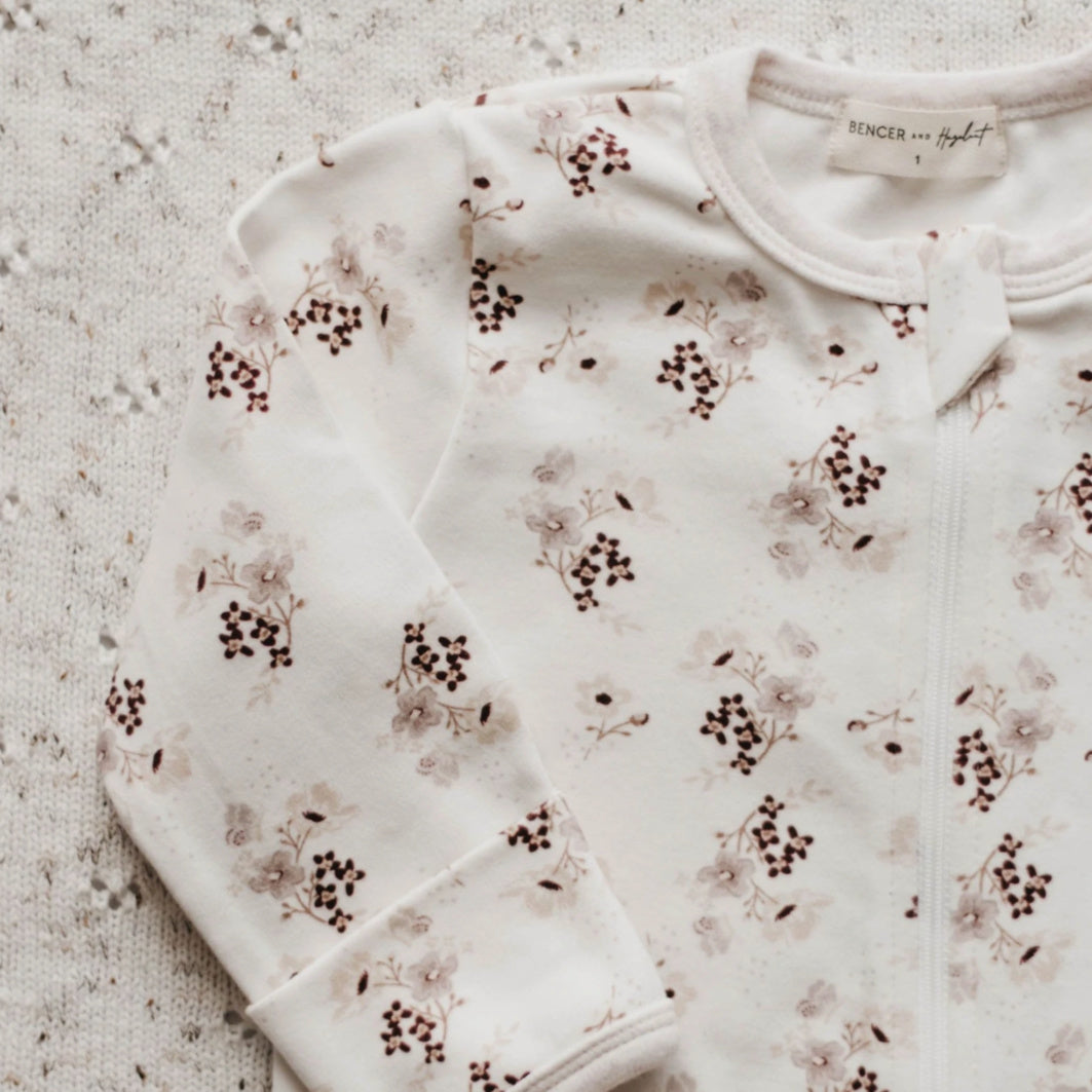 BENCER &amp; HAZELNUT POSY ZIP ROMPER