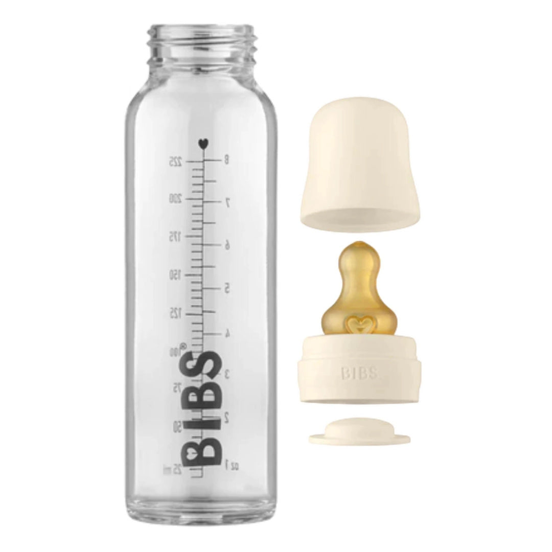 BIBS 225ML GLASS BOTTLE SET - IVORY / LATEX
