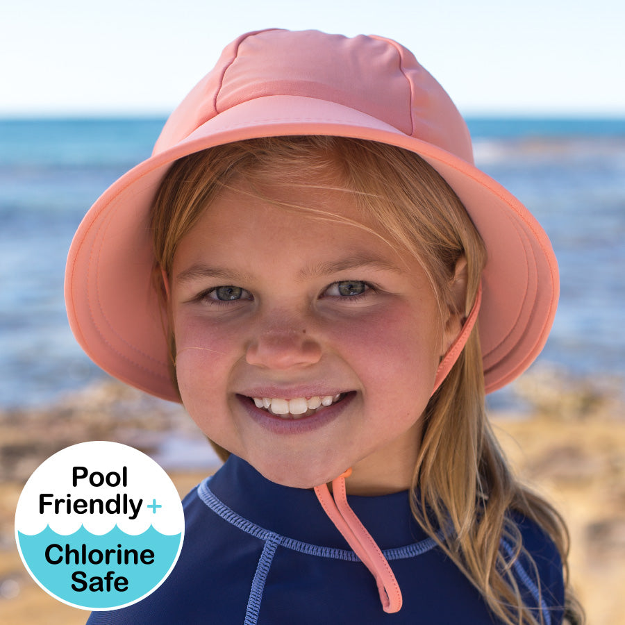 BEDHEAD KIDS UPF50+ SWIM PONYTAIL BUCKET HAT - PEACH