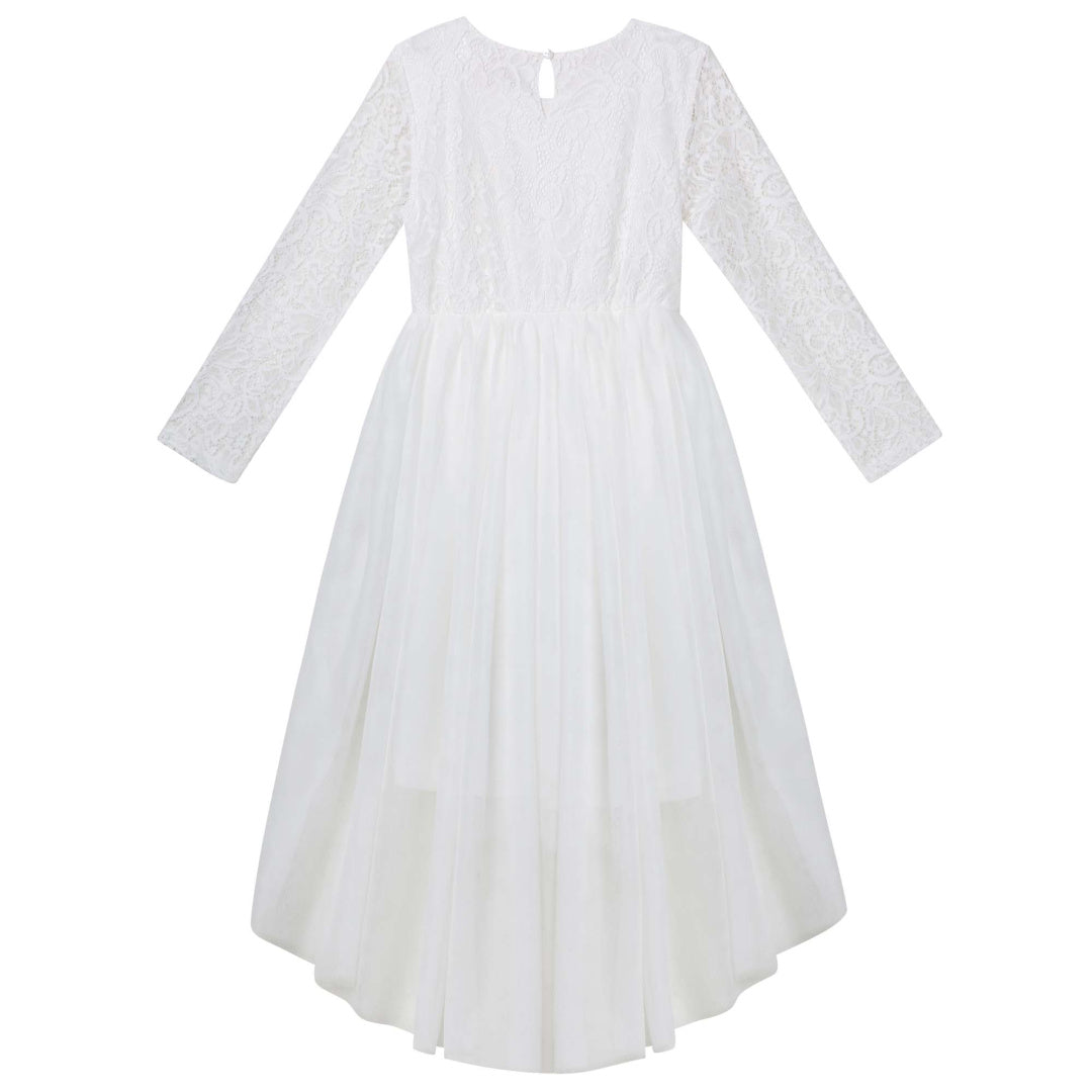 DESIGNER KIDZ DELILAH L/S LACE DRESS - IVORY