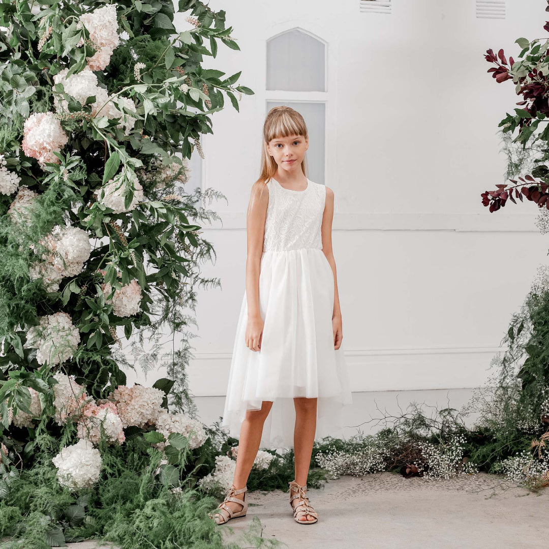 DESIGNER KIDZ DELILAH LACE DRESS - IVORY