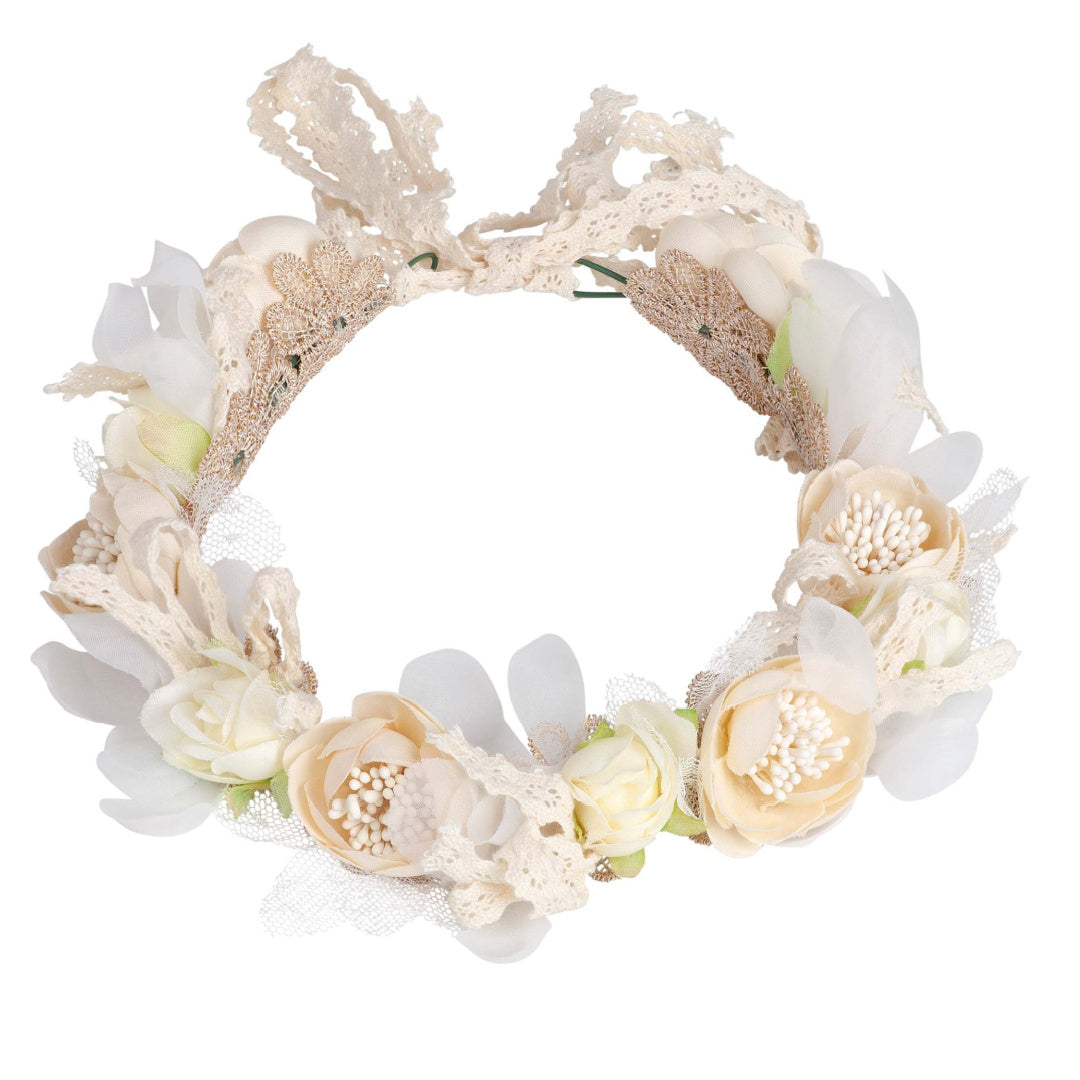 DESIGNER KIDZ JULIET FLOWER CROWN - BEIGE