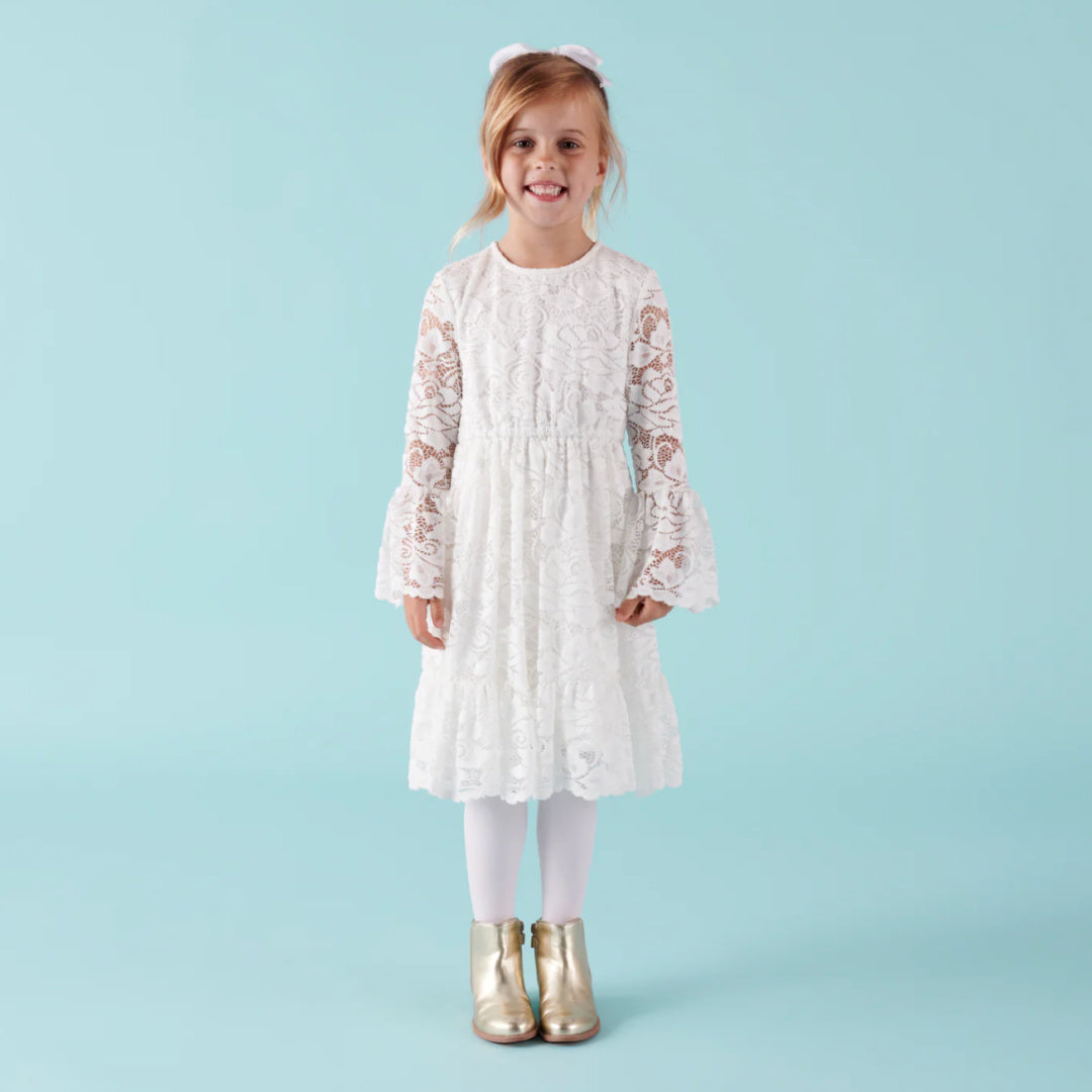 DESIGNER KIDZ ALICE L/S LACE DRESS