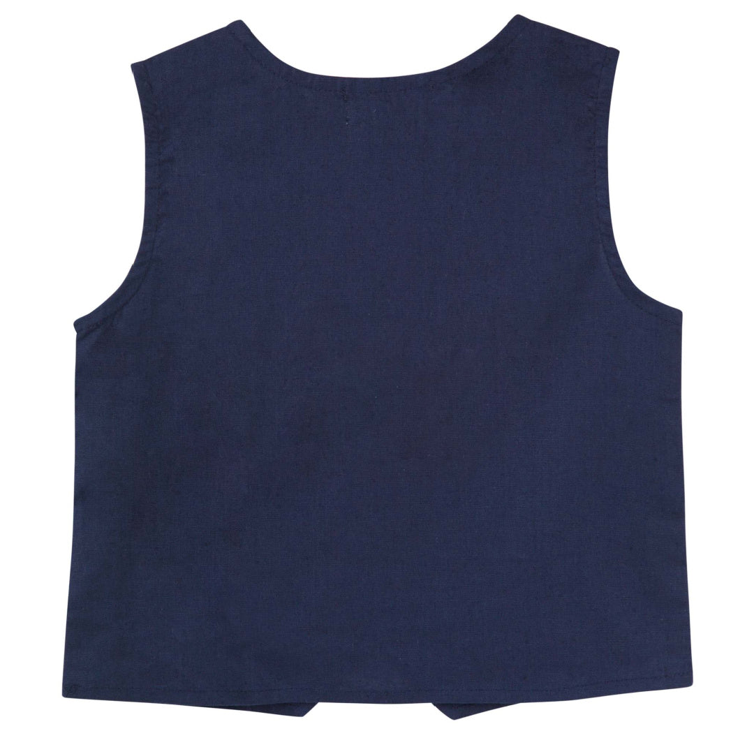 DESIGNER KIDZ BOYS TOBY LINEN VEST - NAVY