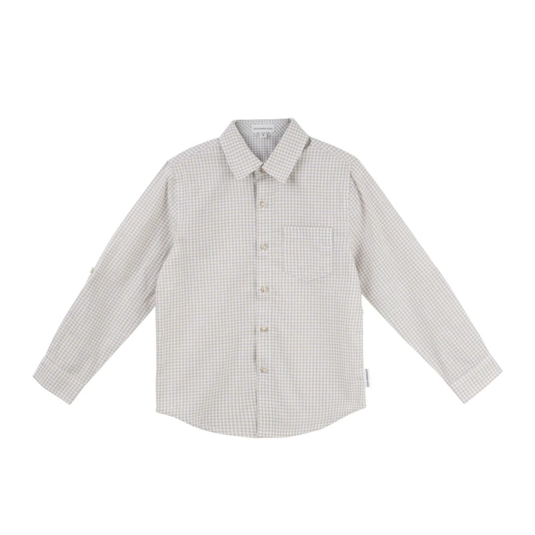 DESIGNER KIDZ BOYS OLIVER L/S BUTTON SHIRT - OAT
