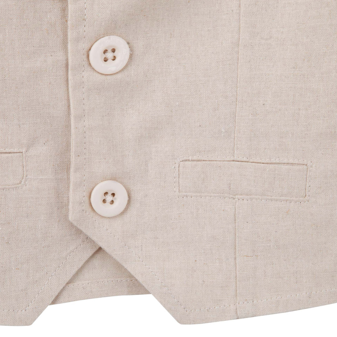 DESIGNER KIDZ BOYS FINLEY LINEN VEST - SAND