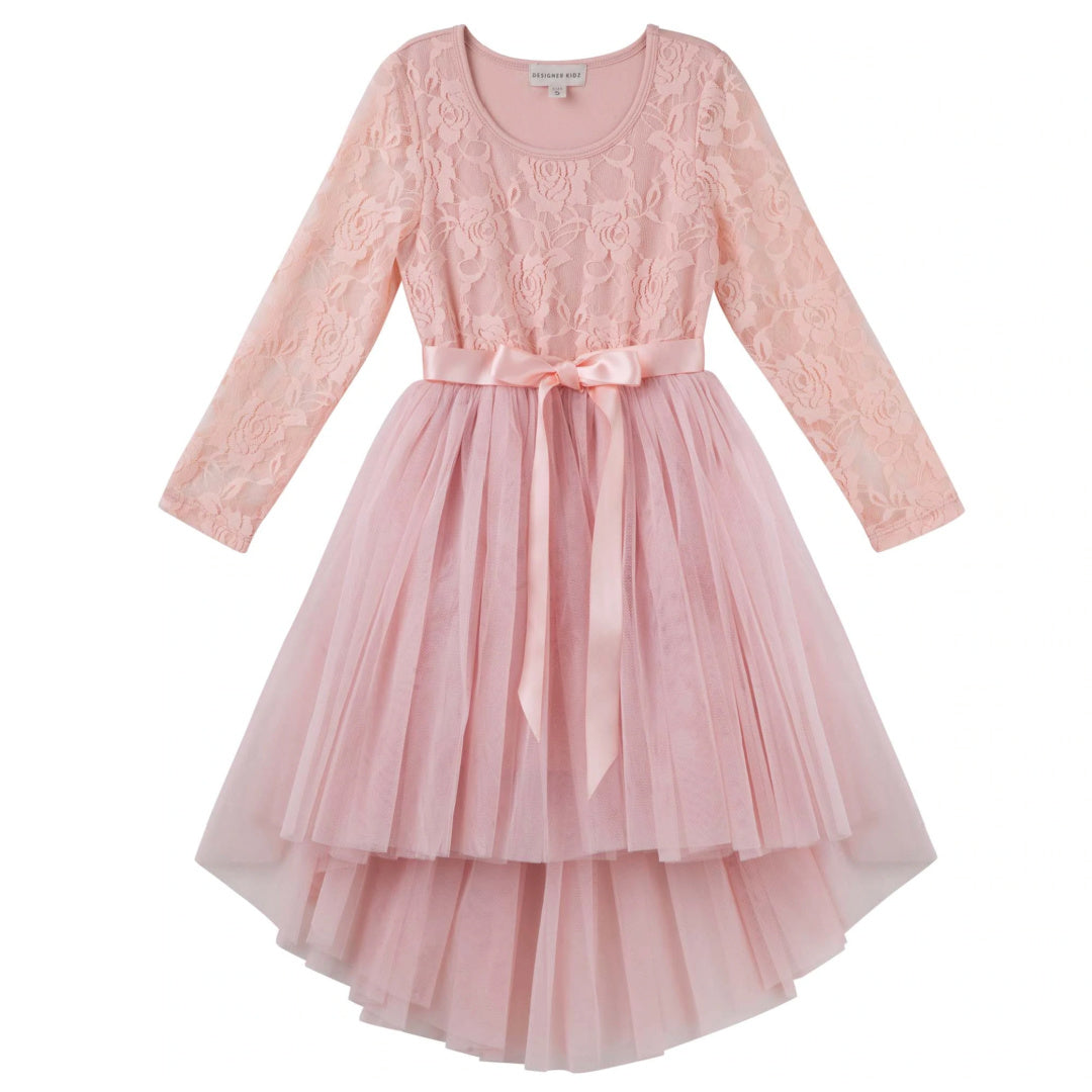 DESIGNER KIDZ CANDI LACE TUTU DRESS [TEA ROSE]