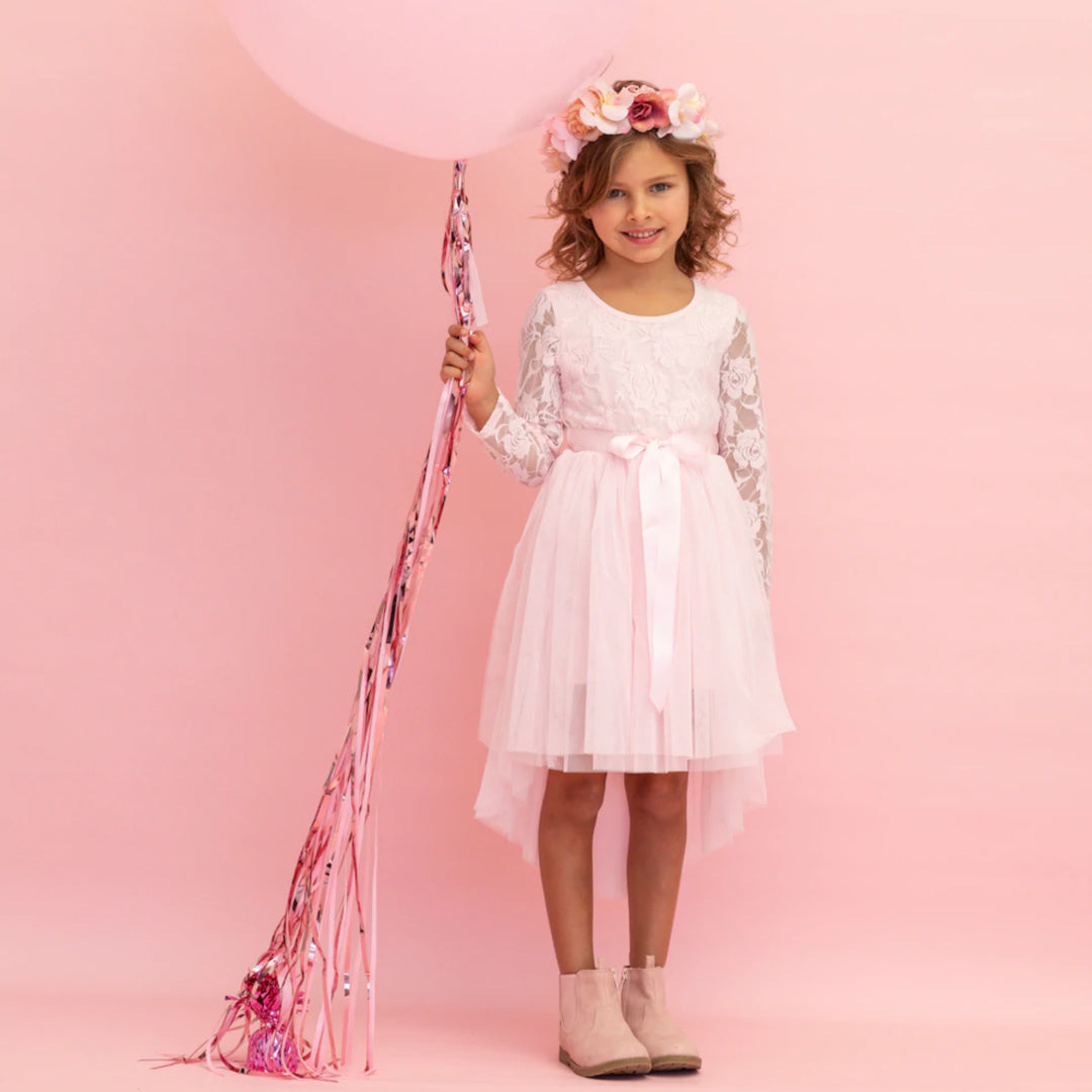 DESIGNER KIDZ CANDI LACE TUTU DRESS [PALE PINK]