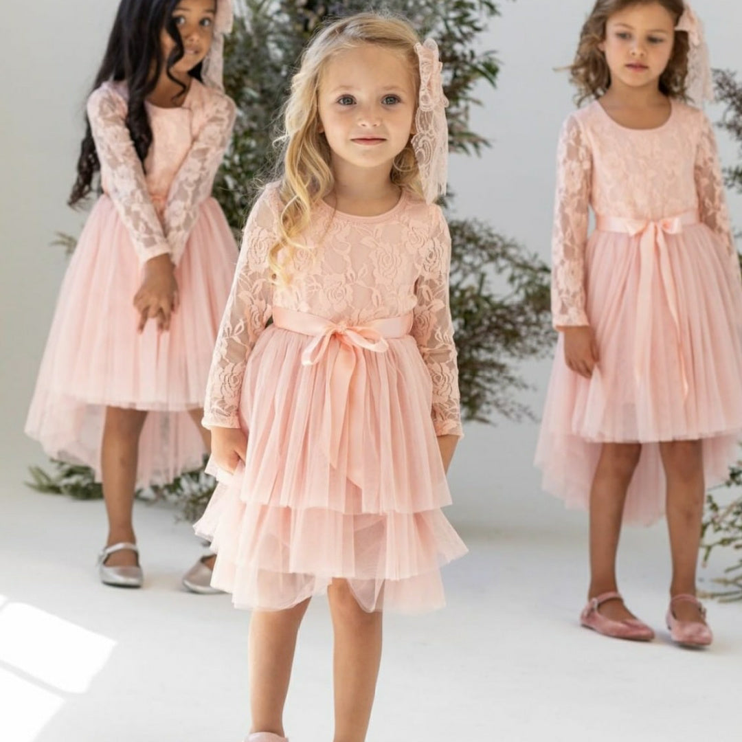 DESIGNER KIDZ CANDI LACE TUTU DRESS [TEA ROSE]