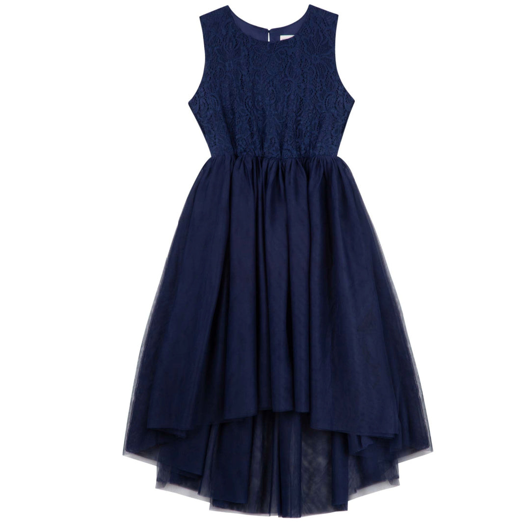 DESIGNER KIDZ DELILAH LACE DRESS - NAVY
