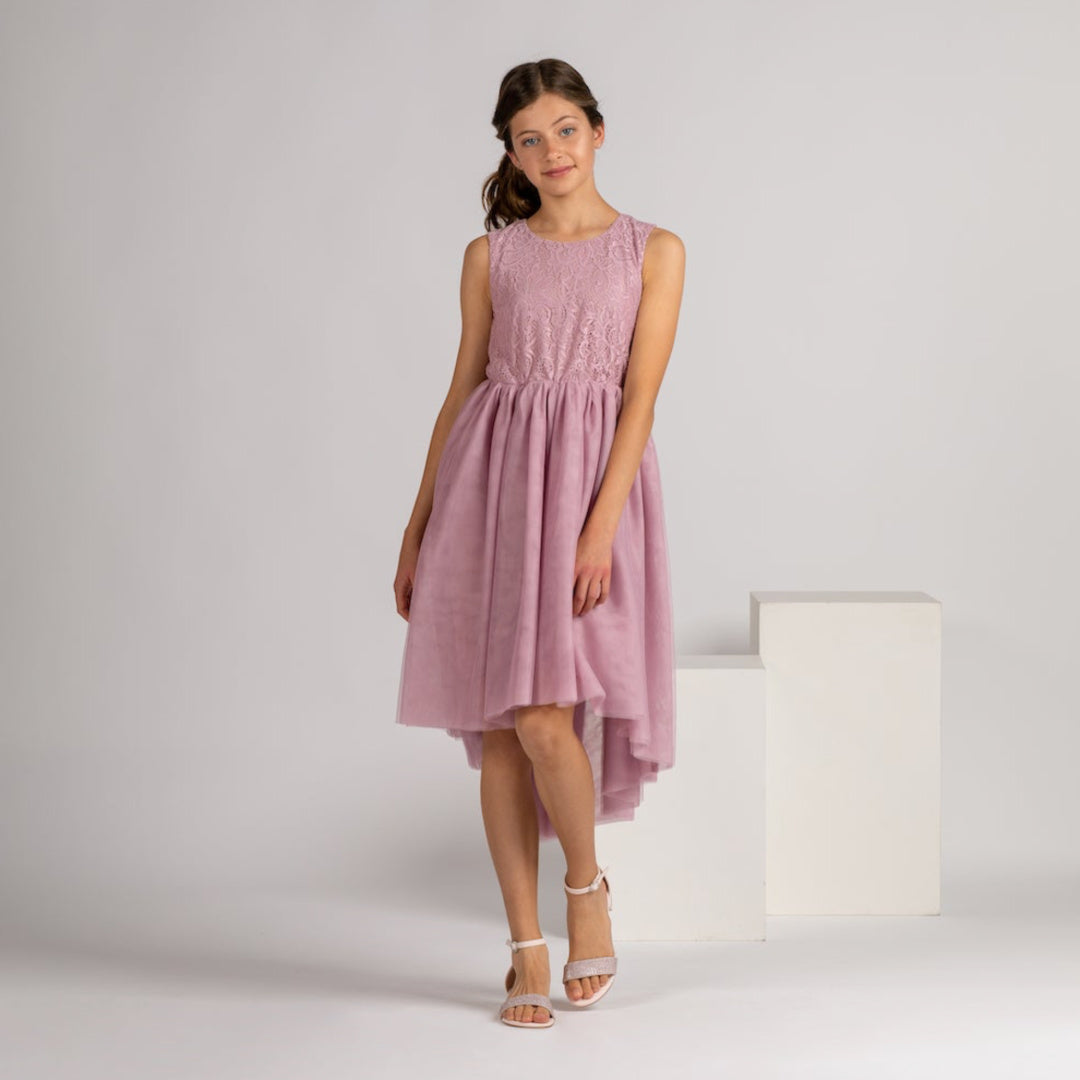 DESIGNER KIDZ DELILAH LACE DRESS - TRUFFLE