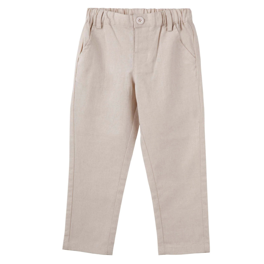 DESIGNER KIDZ BOYS FINLEY LINEN PANTS - SAND