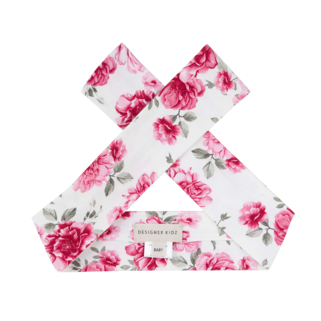 DESIGNER KIDZ ANTIQUE FLORAL HEADBAND - ROSEWOOD