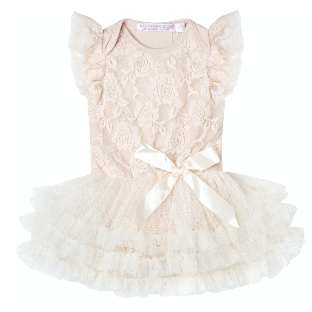 DESIGNER KIDZ LIBBY LACE PETTI ROMPER - BEIGE