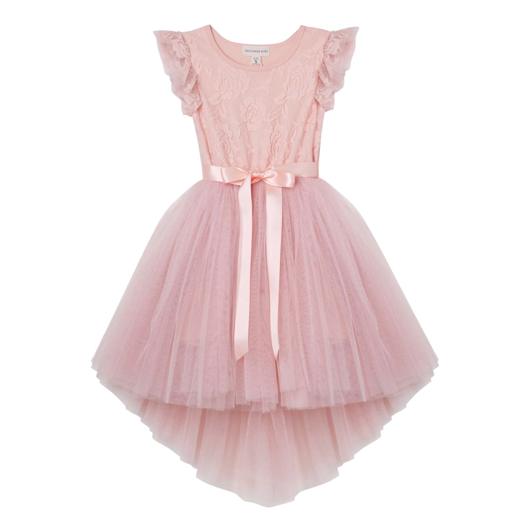 DESIGNER KIDZ LIBBY LACE TUTU DRESS - TEA ROSE