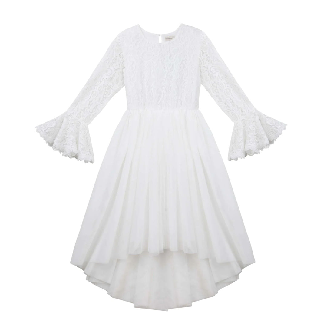 DESIGNER KIDZ OLIVIA L/S LACE DRESS - IVORY