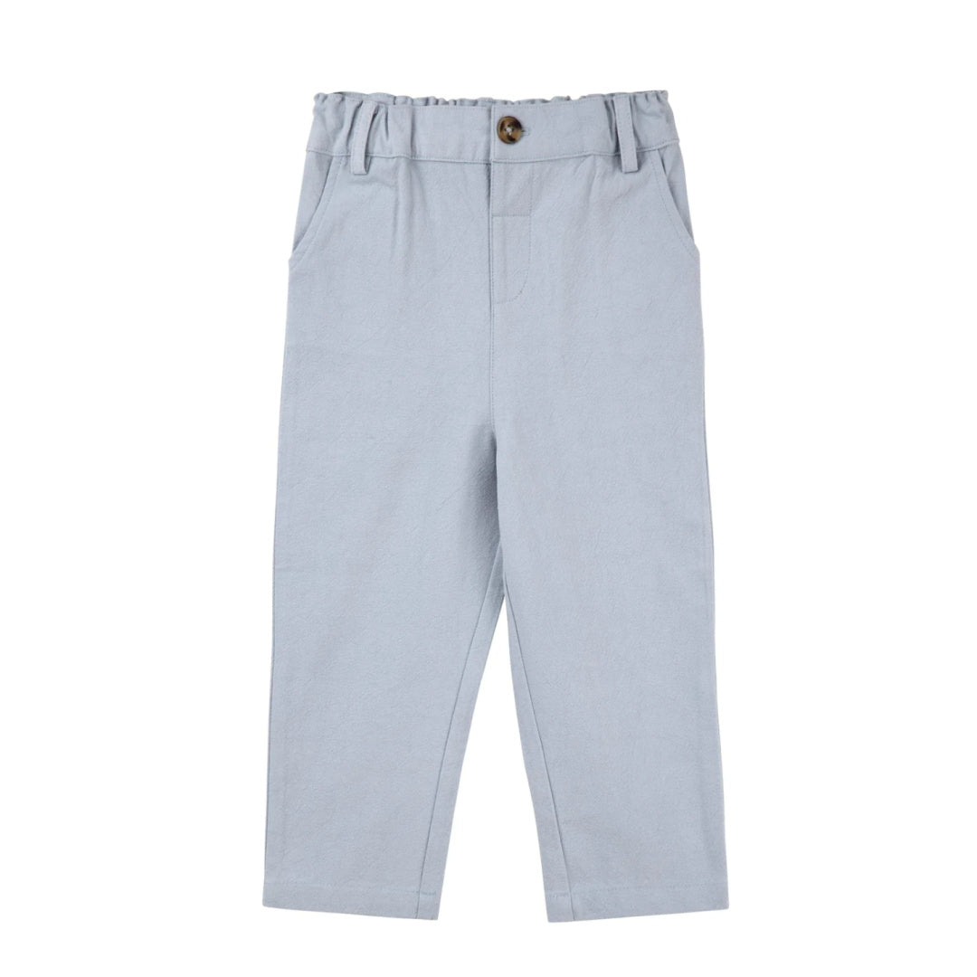 DESIGNER KIDZ BOYS OSCAR LINEN SUIT PANTS - ICE BLUE