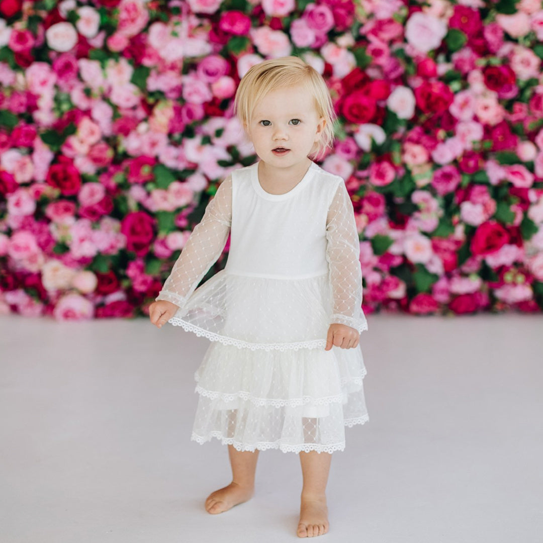 DESIGNER KIDZ POPPY L/S TIERED TULLE DRESS