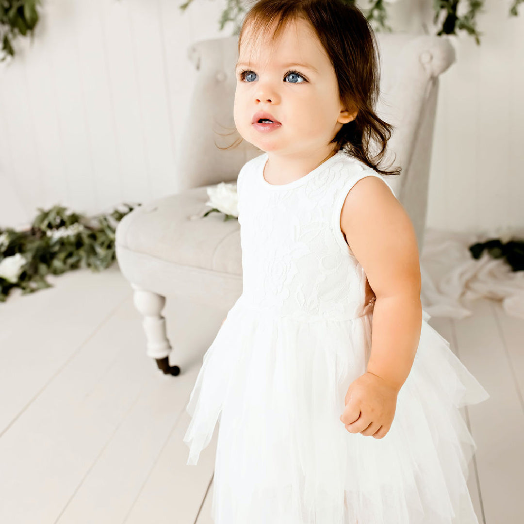 DESIGNER KIDZ SOPHIE LACE BODICE TUTU DRESS - IVORY