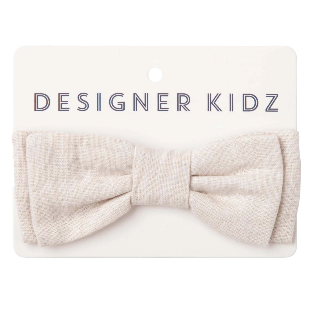 DESIGNER KIDZ BOYS FINLEY LINEN BOW TIE - SAND