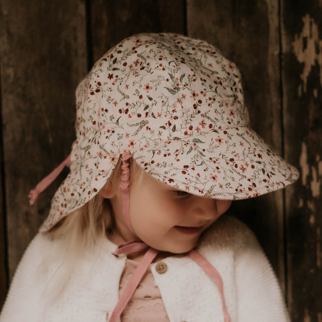 BEDHEAD HERITAGE &#39;LOUNGER&#39; BABY REVERSIBLE FLAT SUN HAT - LUCY / ROSA