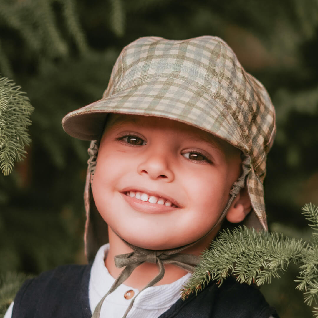 BEDHEAD HERITAGE 'LOUNGER' BABY REVERSIBLE FLAT SUN HAT - NOAH / MOSS