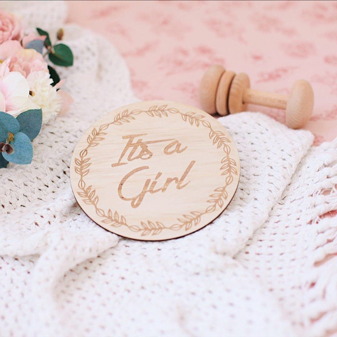 HELLO FERN WOODEN SINGLE ANNOUNCEMENT DISC -  IT'S A GIRL