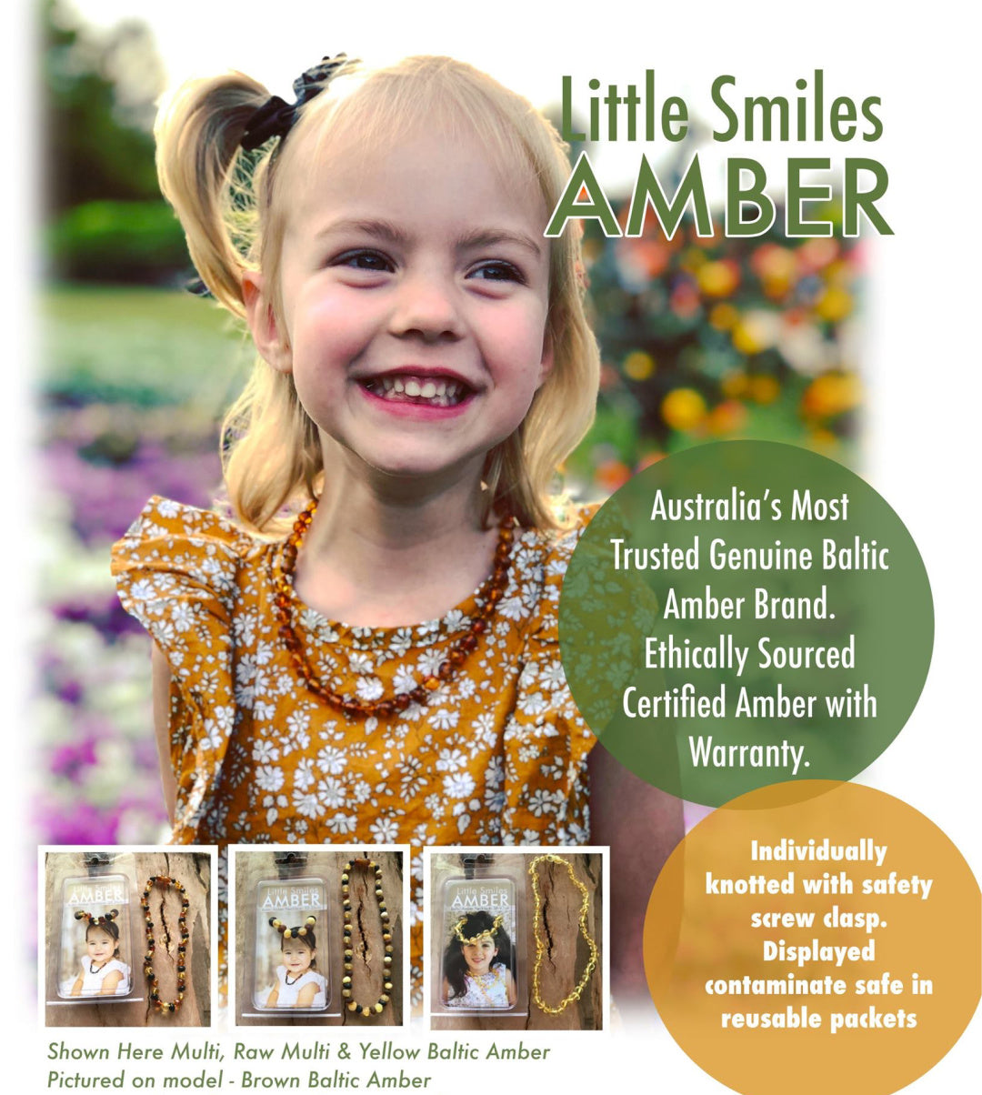 LITTLE SMILES YELLOW BALTIC AMBER TEETHING BRACELET - ANKLET [14-15cm]