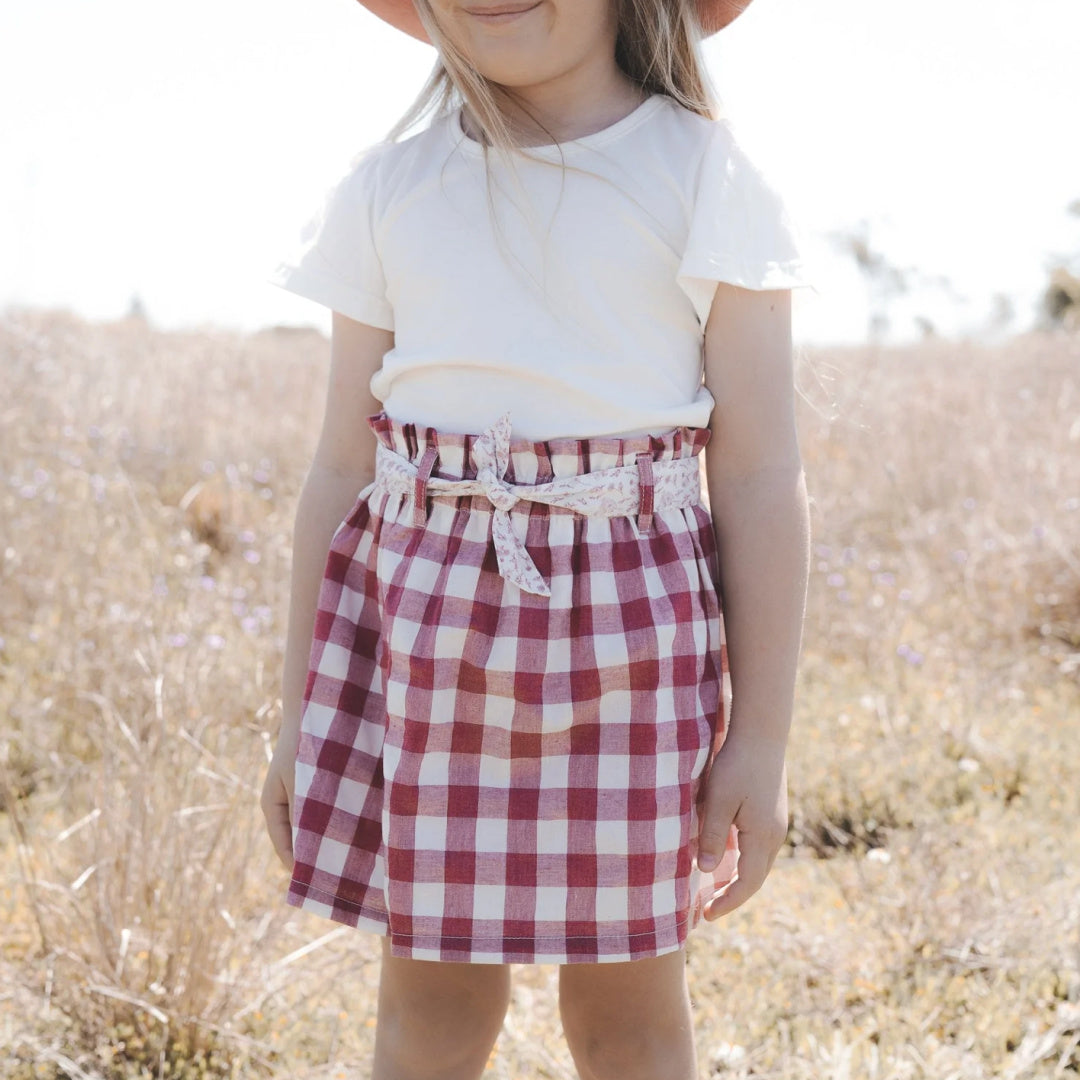 LOVE HENRY GIRLS CHARLOTTE SKIRT - FUSCHIA CHECK