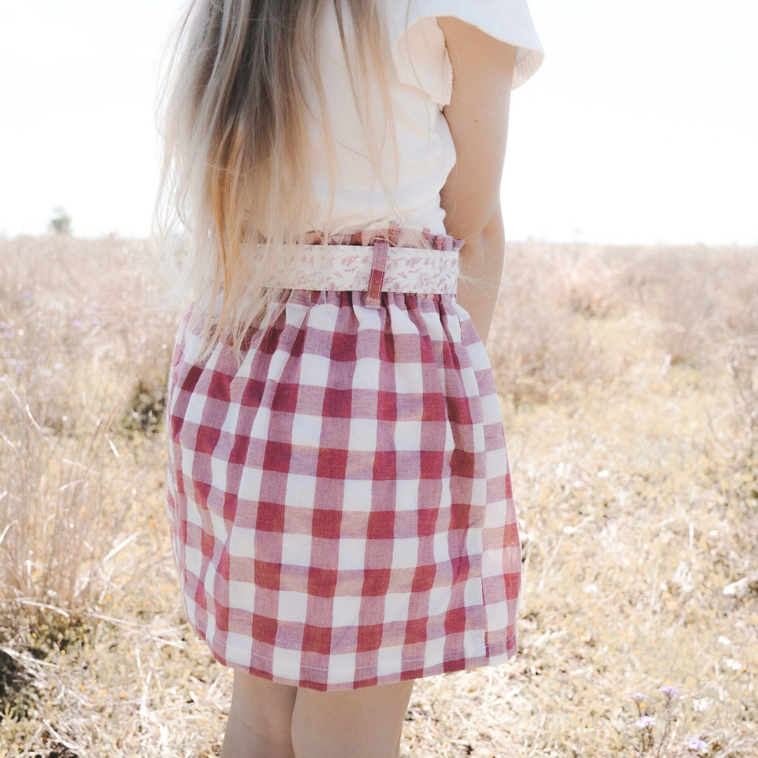 LOVE HENRY GIRLS CHARLOTTE SKIRT - FUSCHIA CHECK