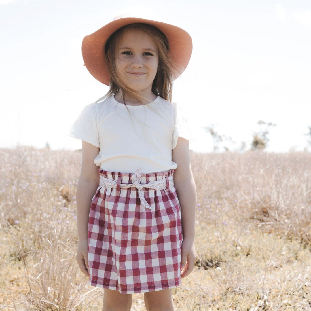 LOVE HENRY GIRLS CHARLOTTE SKIRT - FUSCHIA CHECK