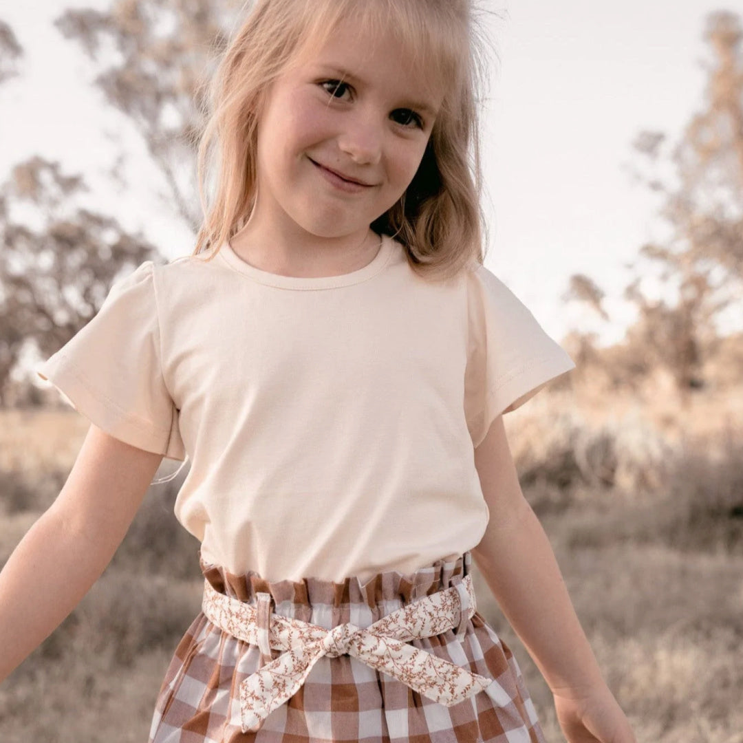 LOVE HENRY GIRLS FRILL SLEEVE TOP - CREAM