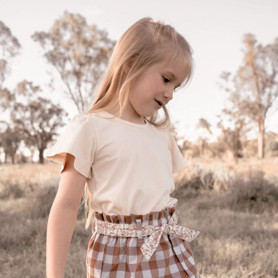 LOVE HENRY GIRLS FRILL SLEEVE TOP - CREAM