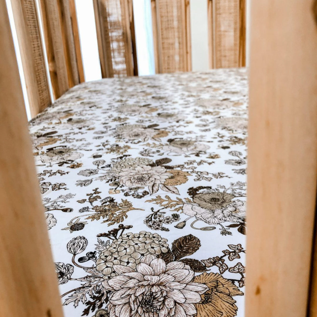 LUNA&#39;S TREASURES GOLDIE BLOOMS BAMBOO JERSEY COT SHEET