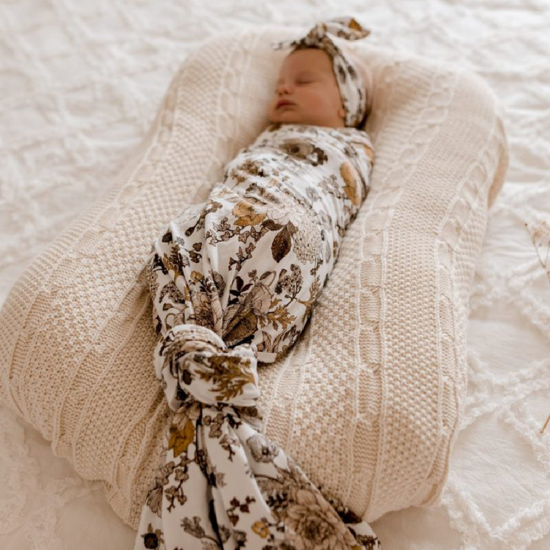 LUNA'S TREASURES GOLDIE BLOOMS BAMBOO JERSEY SWADDLE WRAP