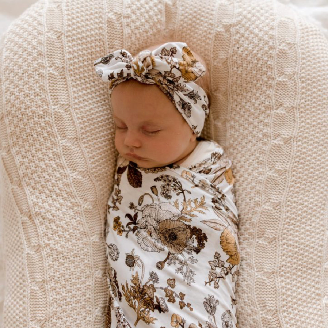 LUNA&#39;S TREASURES GOLDIE BLOOMS BAMBOO JERSEY SWADDLE WRAP