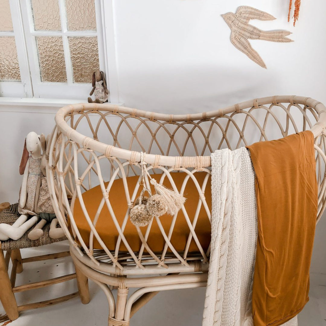 LUNA&#39;S TREASURES DESERT BRONZE BAMBOO JERSEY BASSINET SHEET